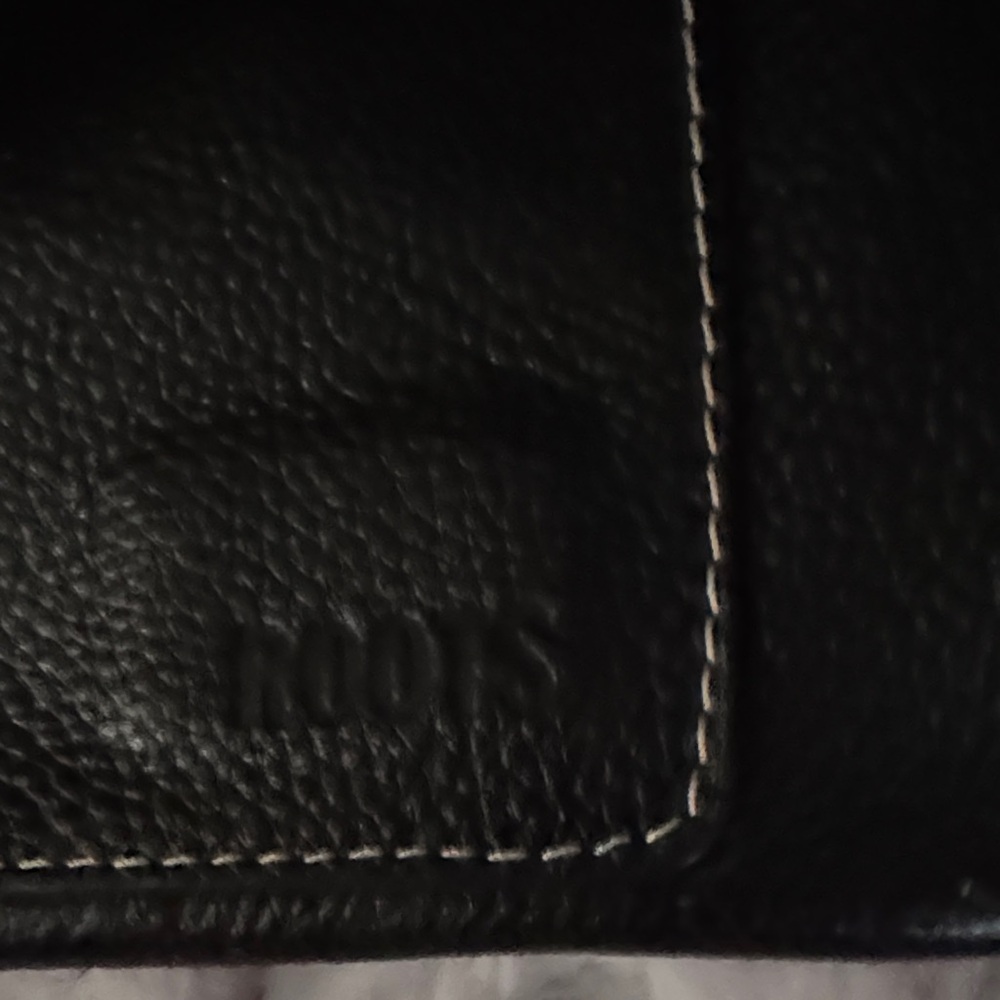 Black Leather Roots Crossbody Purse